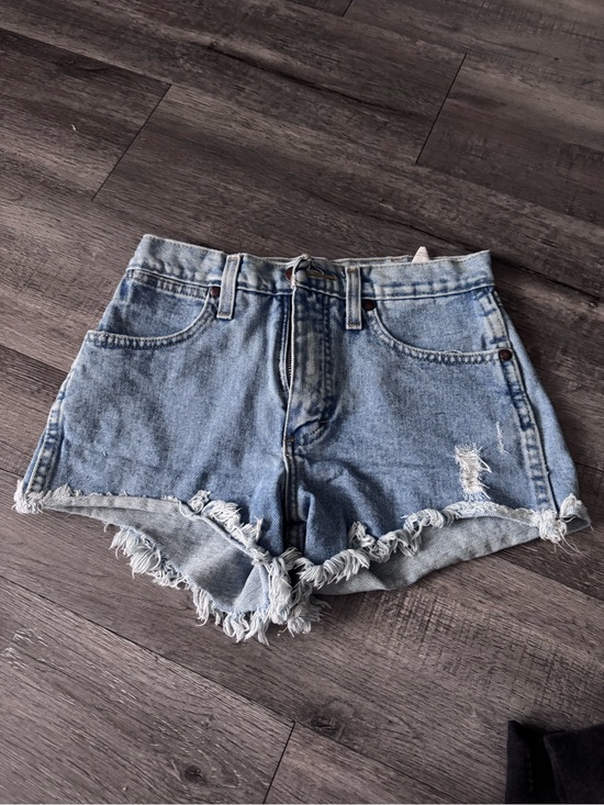 Wrangler Pants - Wrangler Light Blue Distressed Frayed Hem Women's Denim Shorts